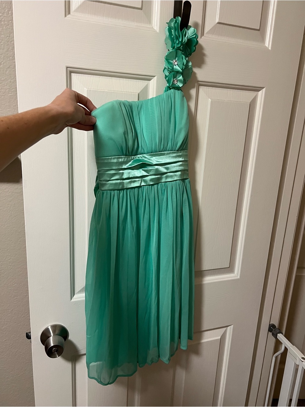 Sequin Hearts One-Shoulder Mint Green Party Dress